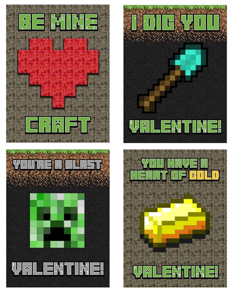 Minecraft Valentines Printable